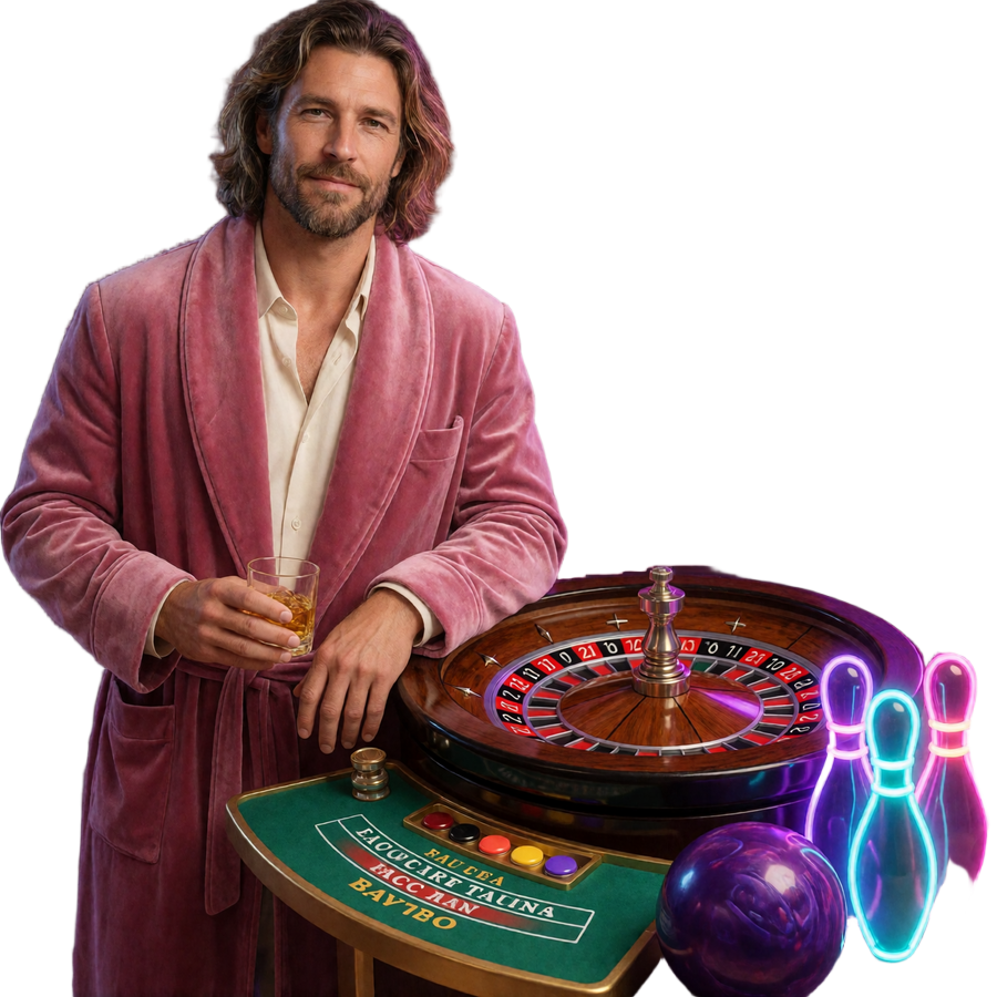 The Dude mit Roulette, Blackjack, Baccarat und Bowling-Pins als Wegweiser durch das Live Casino
